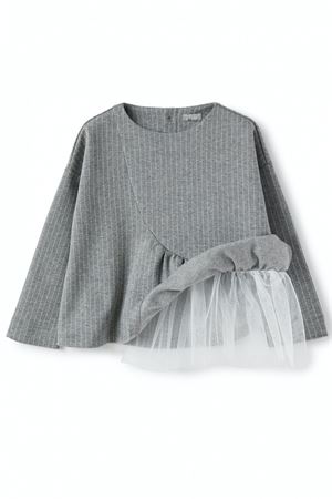 Felpa gessata con tulle IL GUFO | MF222M1080081